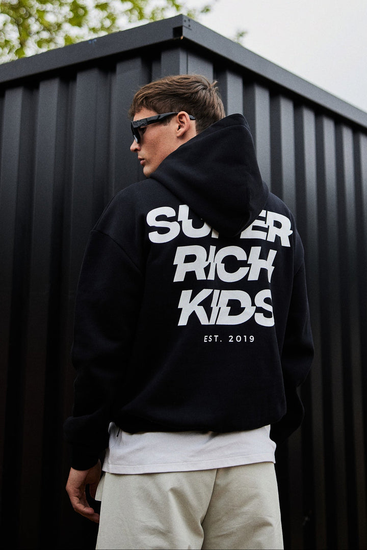 'Super Rich Kids' Hoodie Black & White