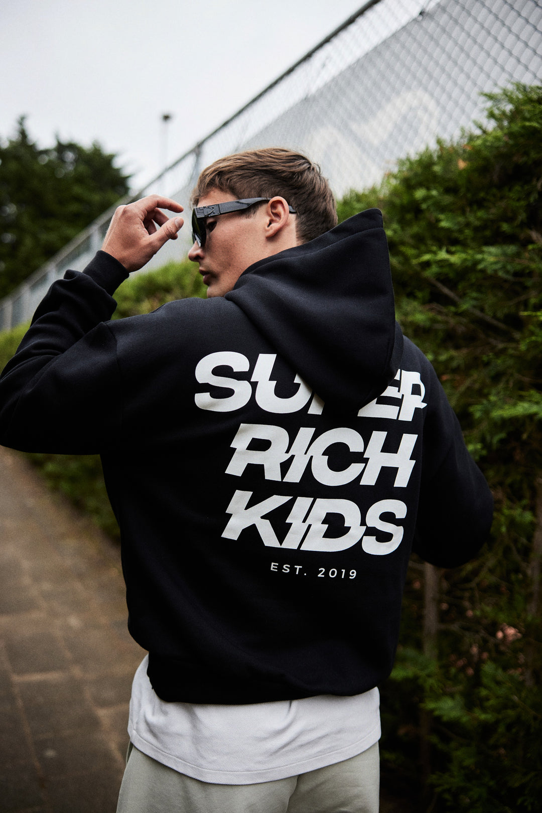 'Super Rich Kids' Hoodie Black & White