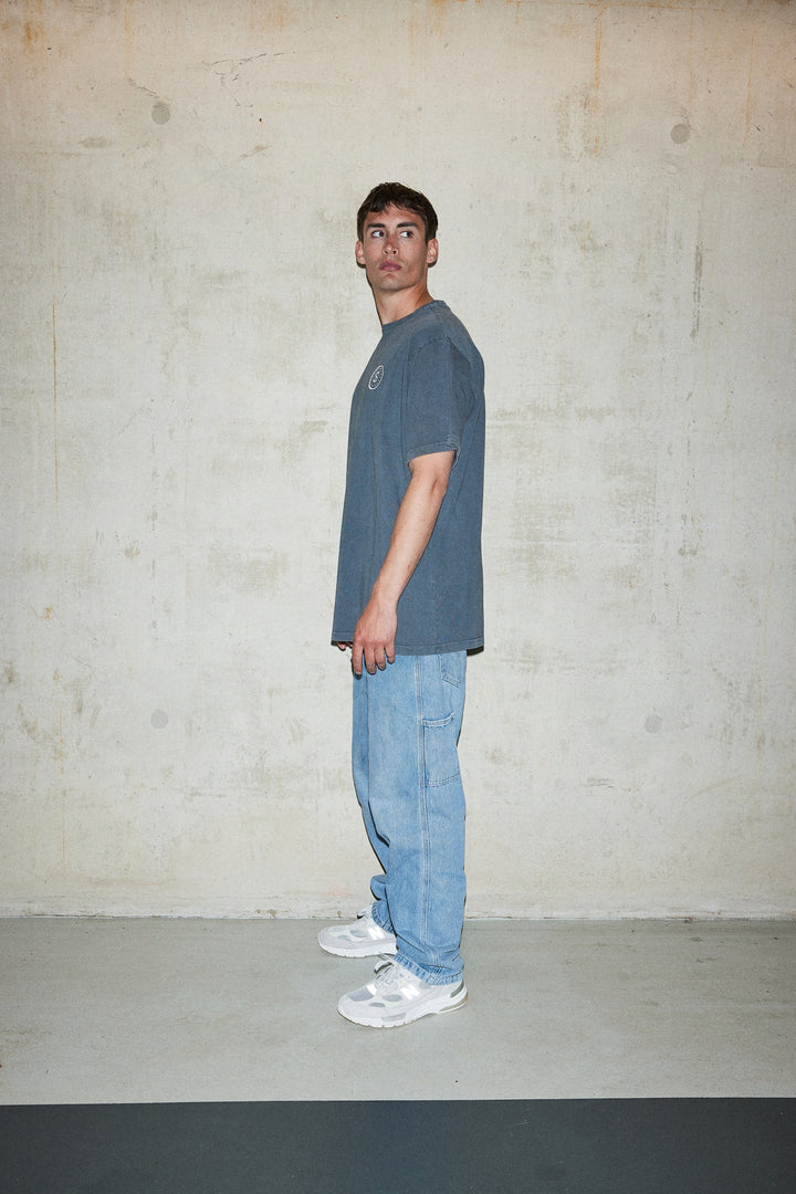 'Super Rich Kids' T-Shirt Acid Wash Grey & White logo