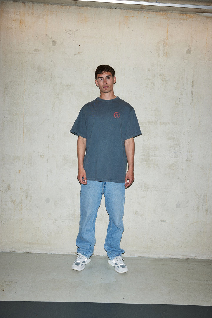 'Super Rich Kids' T-Shirt Acid Wash Grey & Red logo