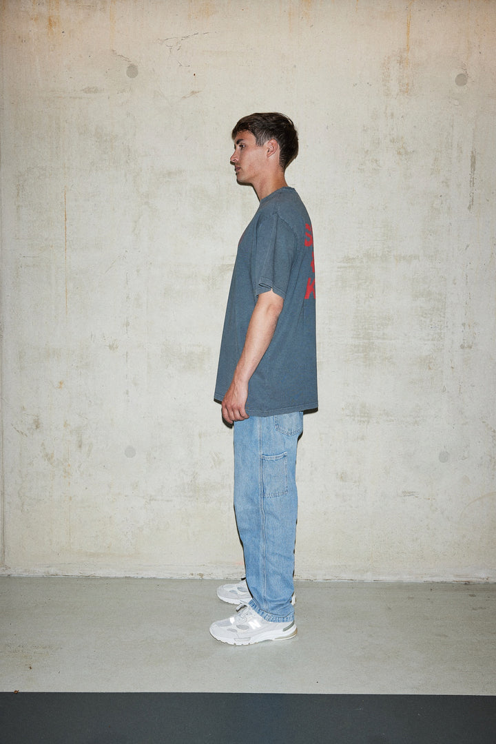 'Super Rich Kids' T-Shirt Acid Wash Grey & Red logo