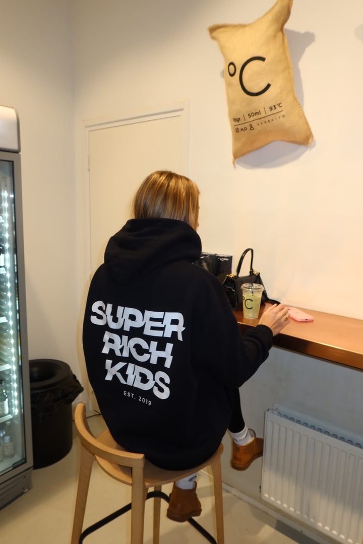 'Super Rich Kids' Hoodie Black & White