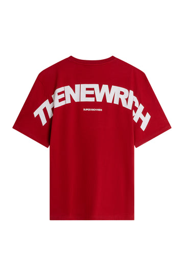 T-Shirt 'THE NEW RICH' – Red & White
