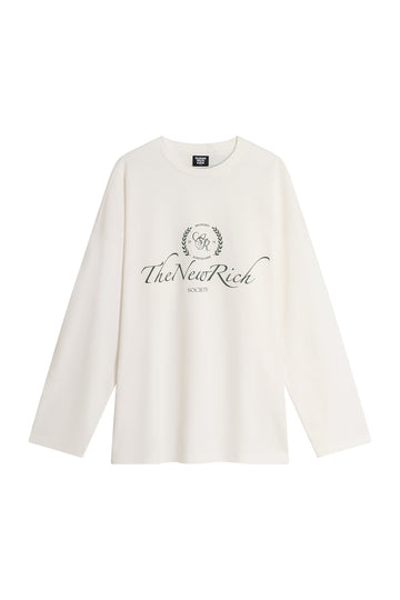 'The New Rich' Society Longsleeve Tee – Off-white & Green