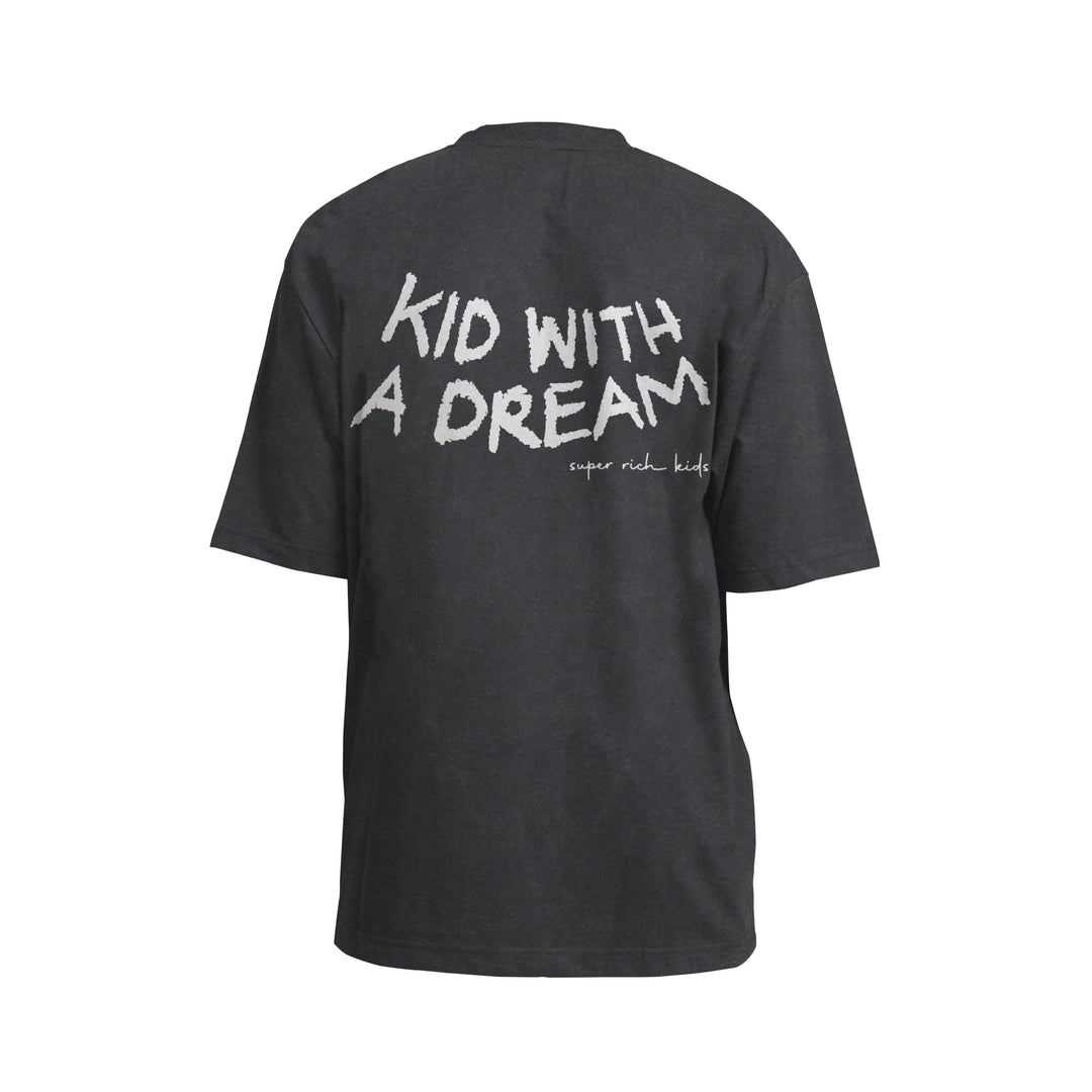 'Kid With a Dream' T-Shirt Acid Wash Grey