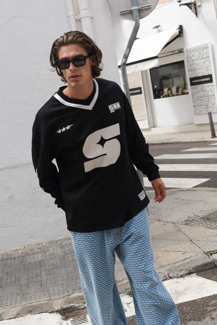 SRK 'PARIS' Oversized Jersey Black & White