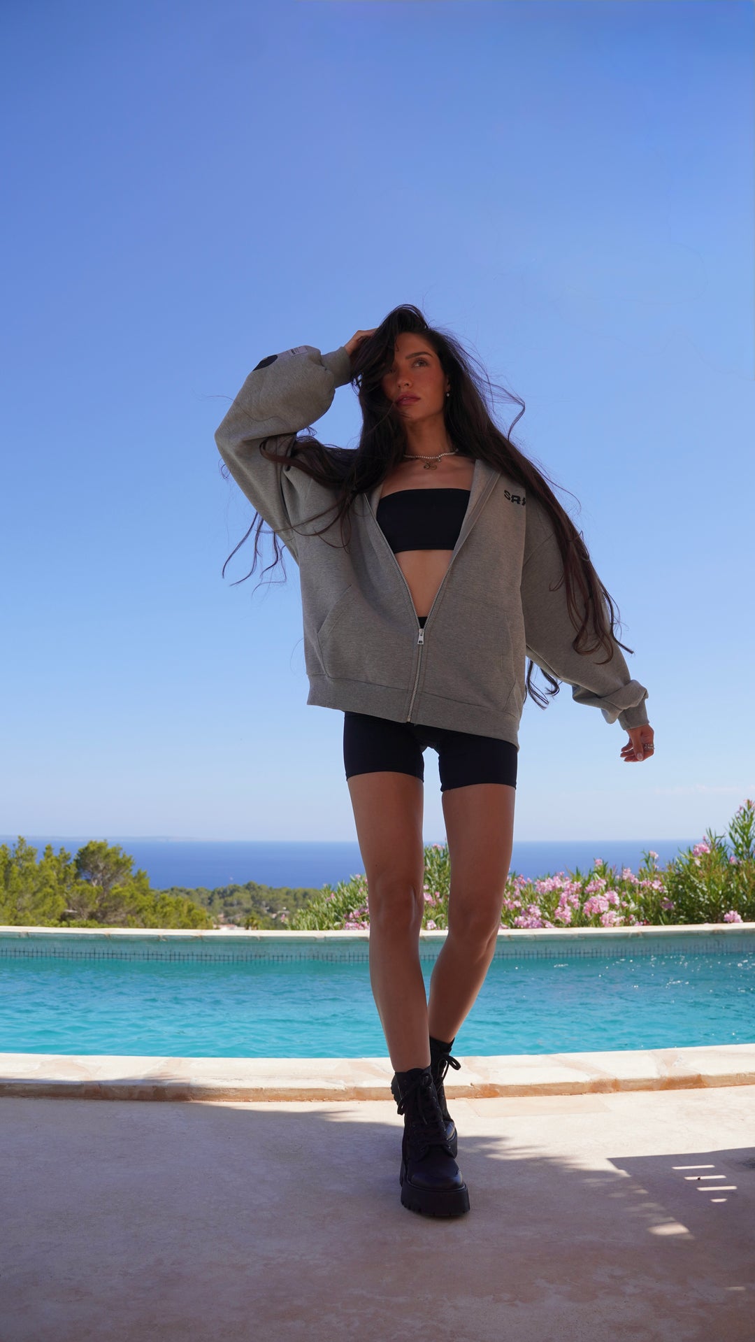 SRK Logo Zip Up Hoodie ‘Grey Melange’