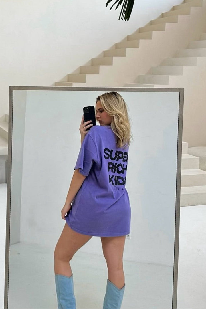 'Super Rich Kids' T-Shirt Acid Wash Purple
