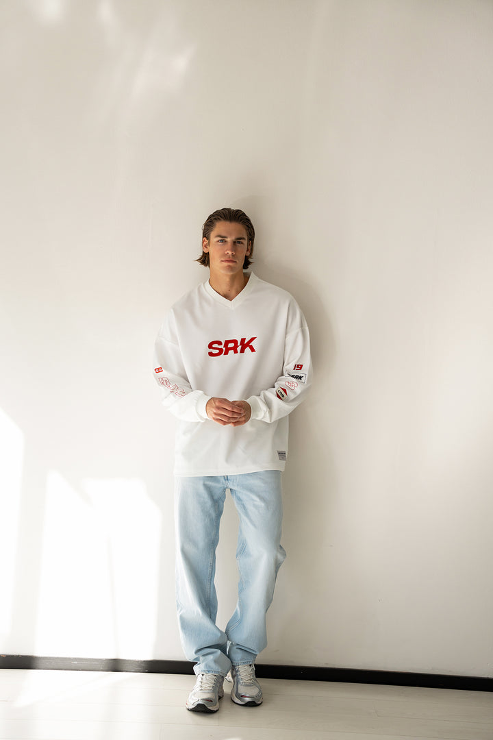 'Monaco Racing' Oversized Jersey 'Off White & Red'