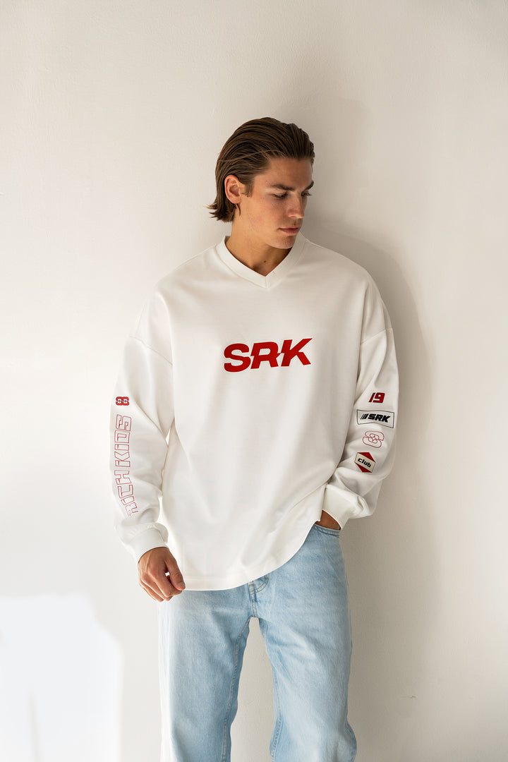 'Monaco Racing' Oversized Jersey 'Off White & Red'