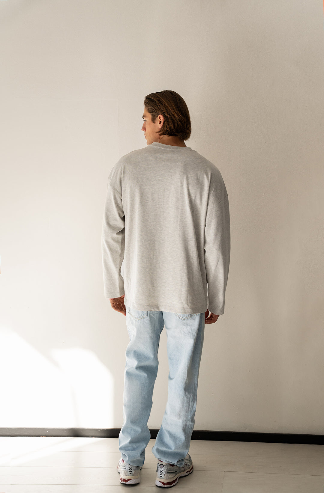 'Rich Life' Longsleeve tee 'Grey Melange & Burgundy'