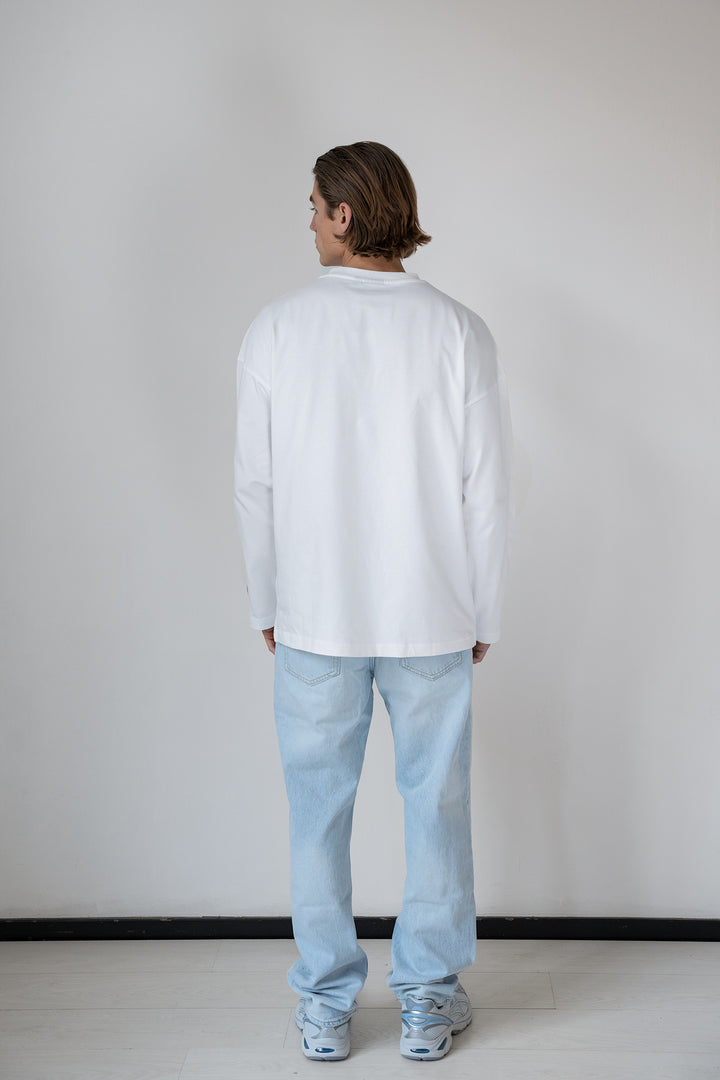 'Rich Life' Longsleeve Tee 'Off White & Navy'