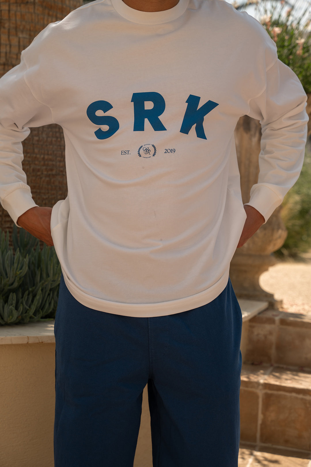 SRK Longsleeve Tee - Off White &amp; Blue