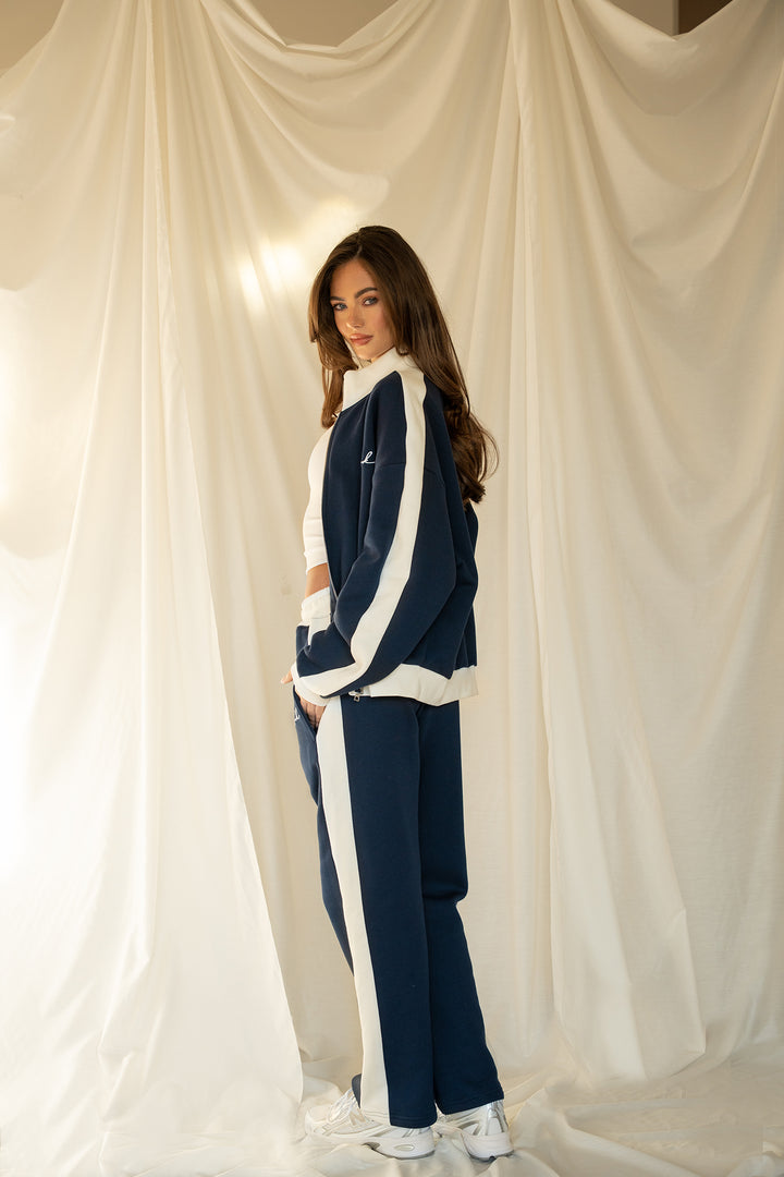 The ‘SRK Society’ High Neck Full Zip 'Navy & White'