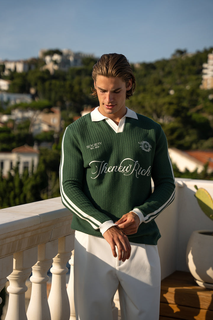 Knitted Polo Long Sleeve - Green