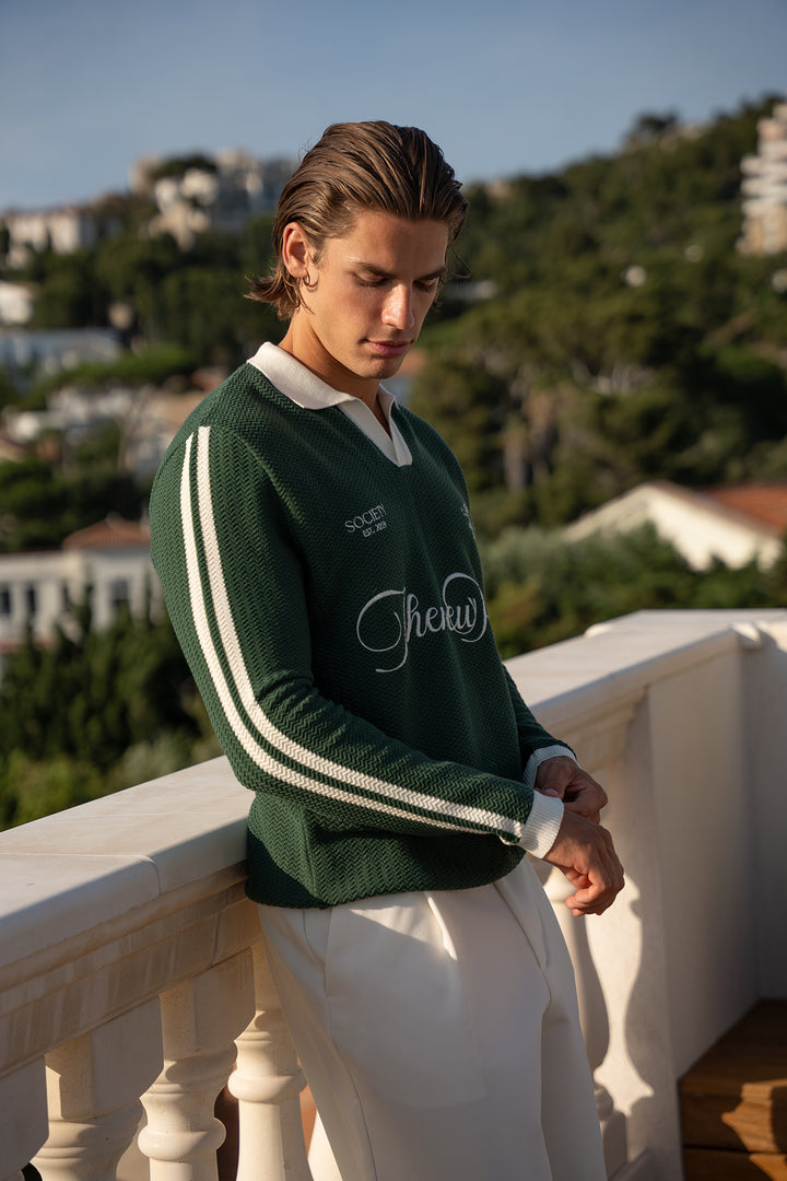 Knitted Polo Long Sleeve - Green