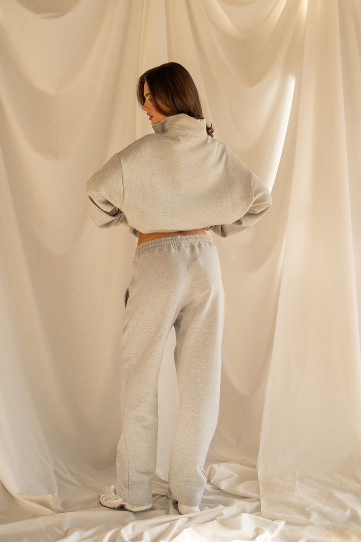 'The New Rich' Straight joggers 'Grey Melange & Burgundy'