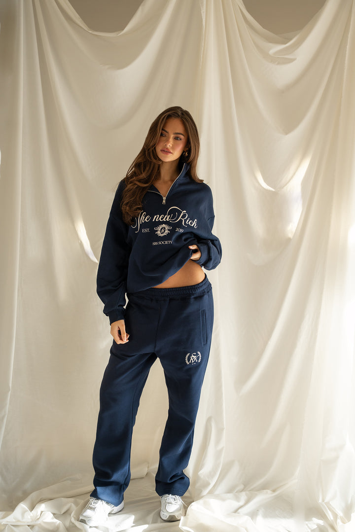 'The New Rich' Quarter Zip sweater 'Navy'