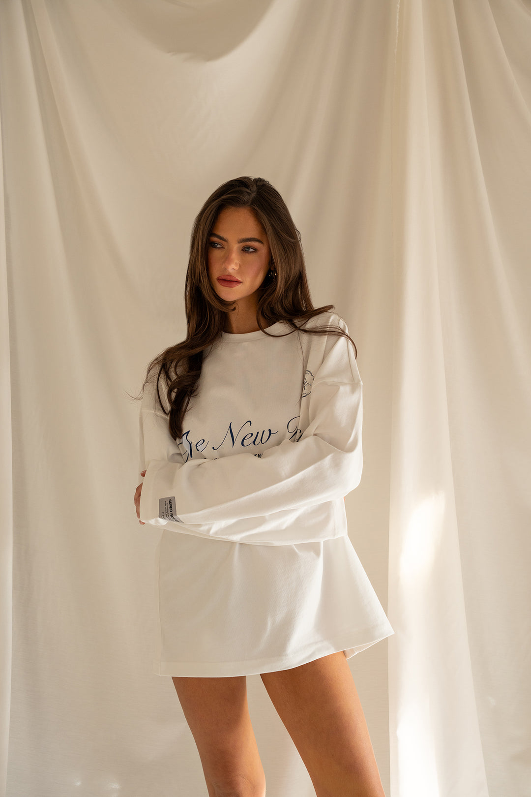 'Rich Life' Longsleeve Tee 'Off White & Navy'