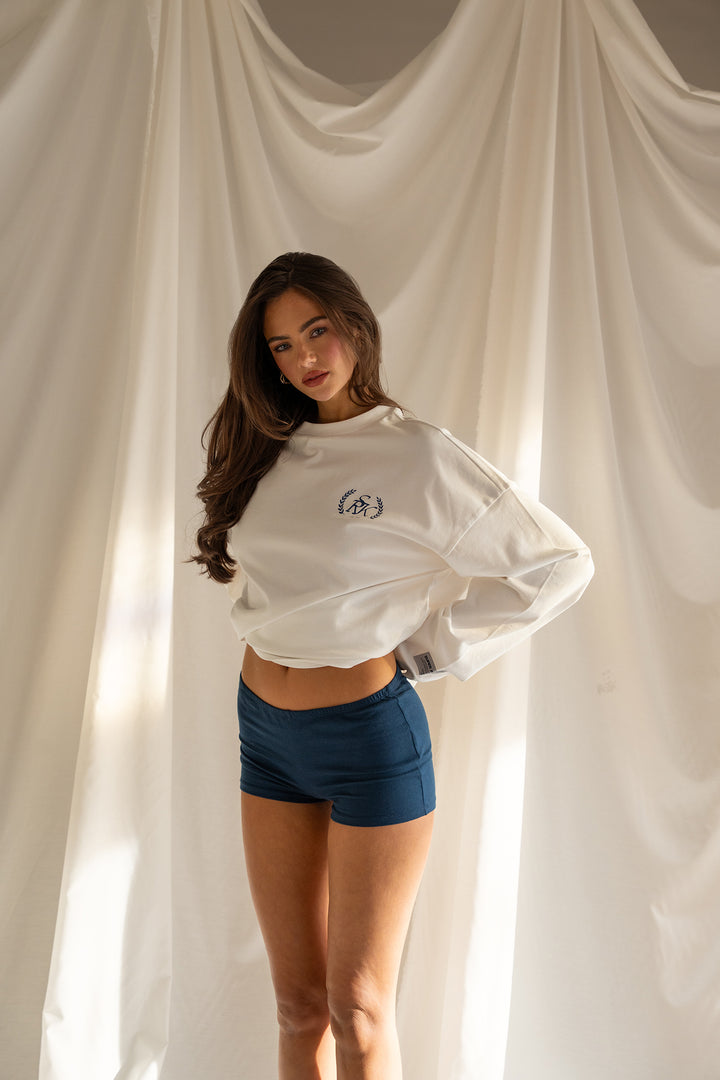 'SRK Society' Longsleeve Tee 'Off White & Navy'