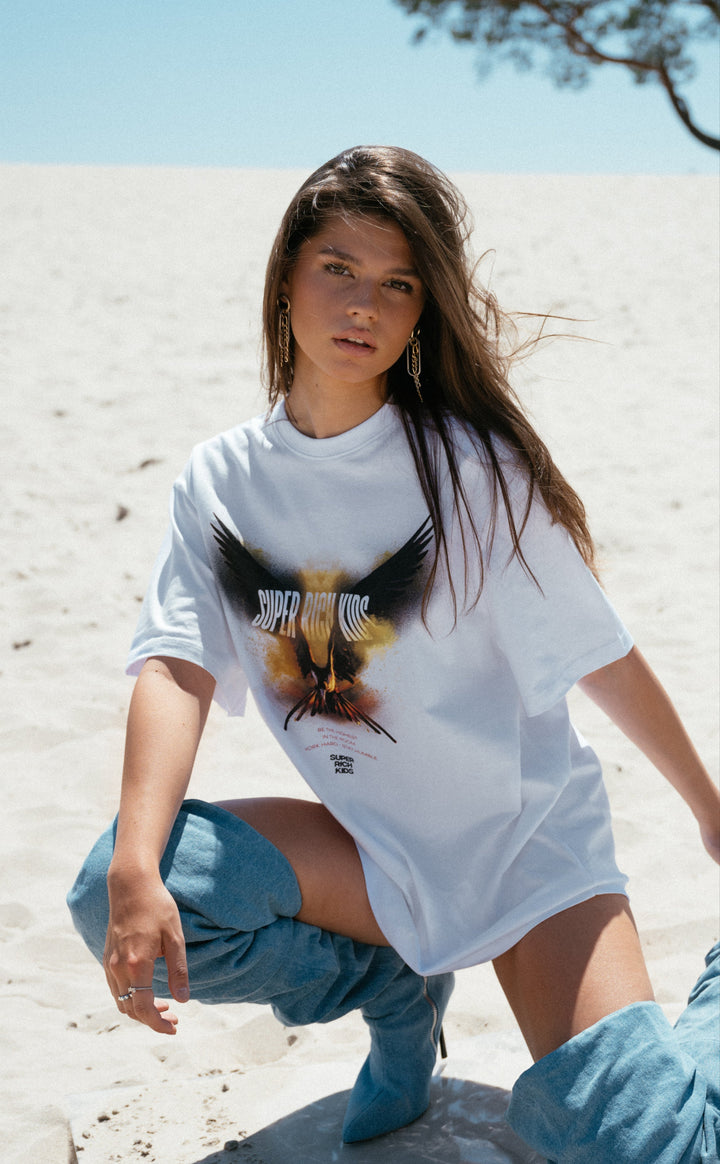 T-Shirt 'Highest in the Room' White & Yellow