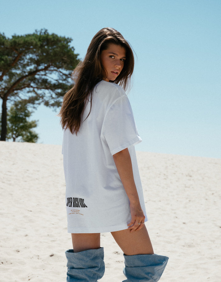 T-Shirt 'Highest in the Room' White & Yellow