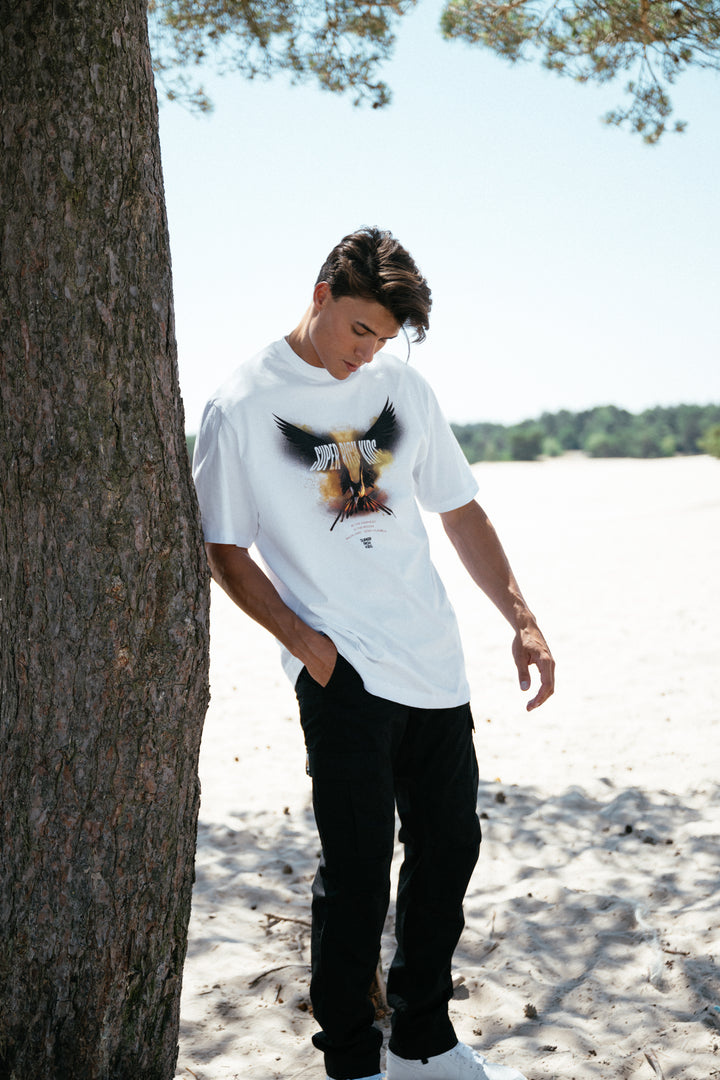 T-Shirt 'Highest in the Room' White & Yellow