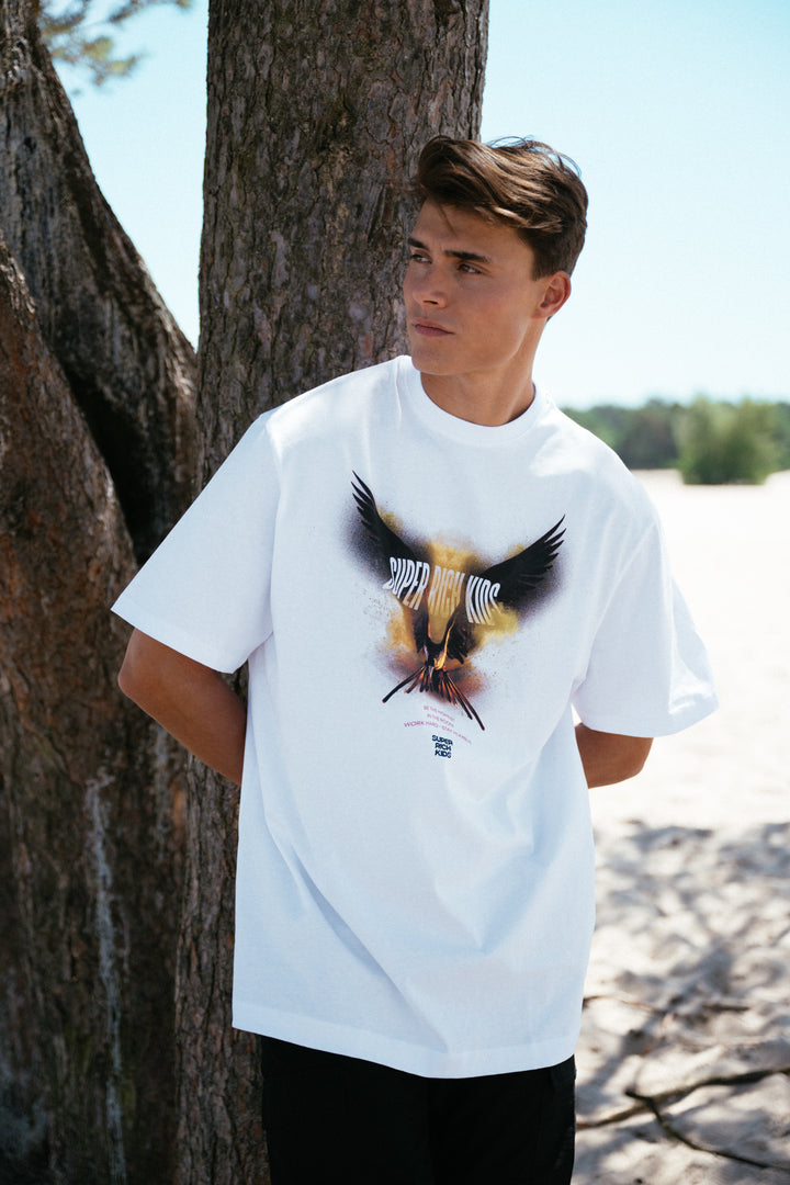 T-Shirt 'Highest in the Room' White & Yellow