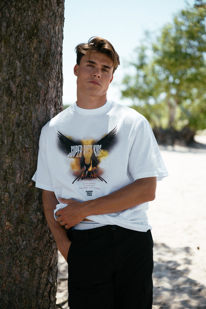 T-Shirt 'Highest in the Room' White & Yellow