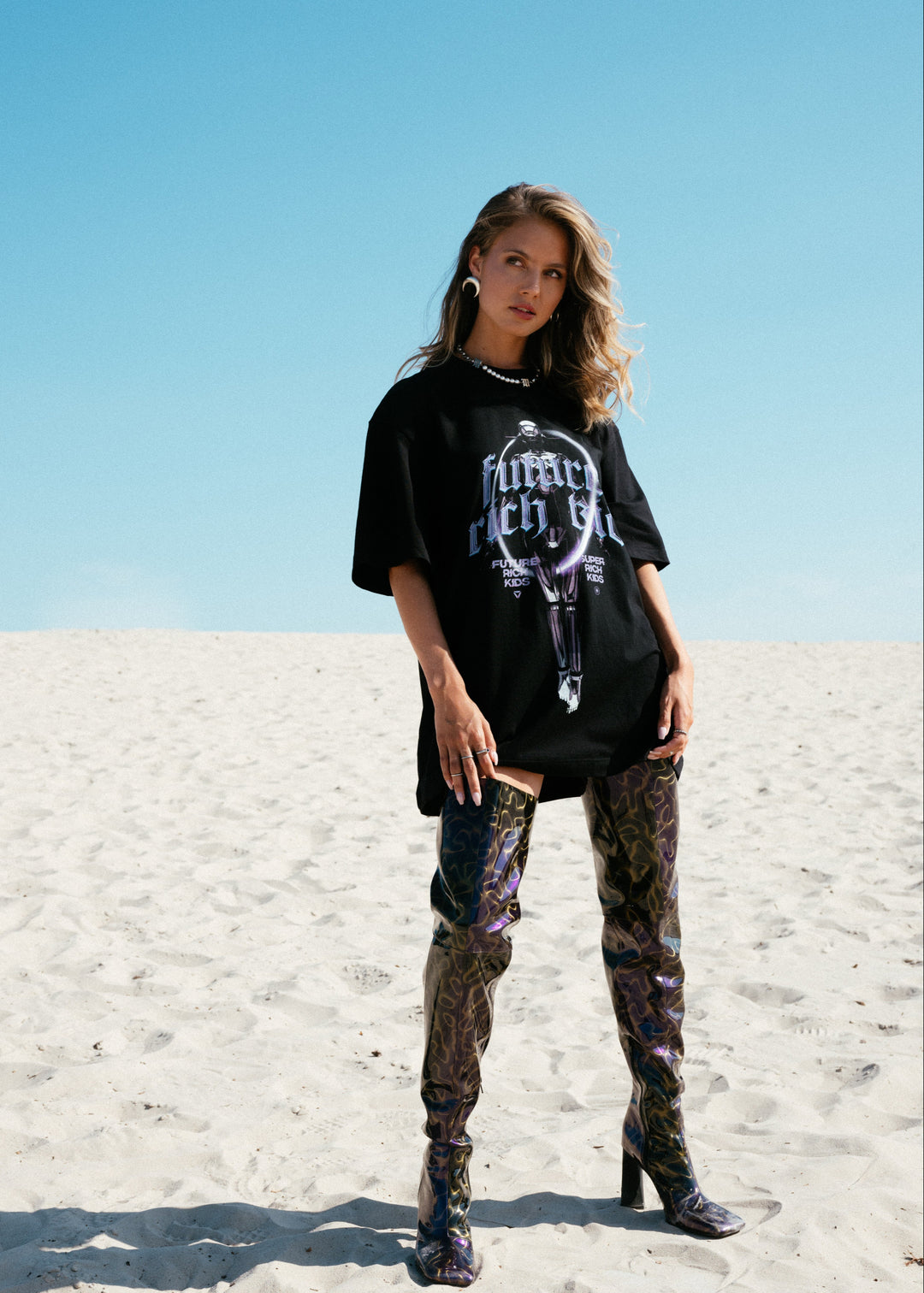 T-Shirt 'Future Rich Kid' Black & Purple