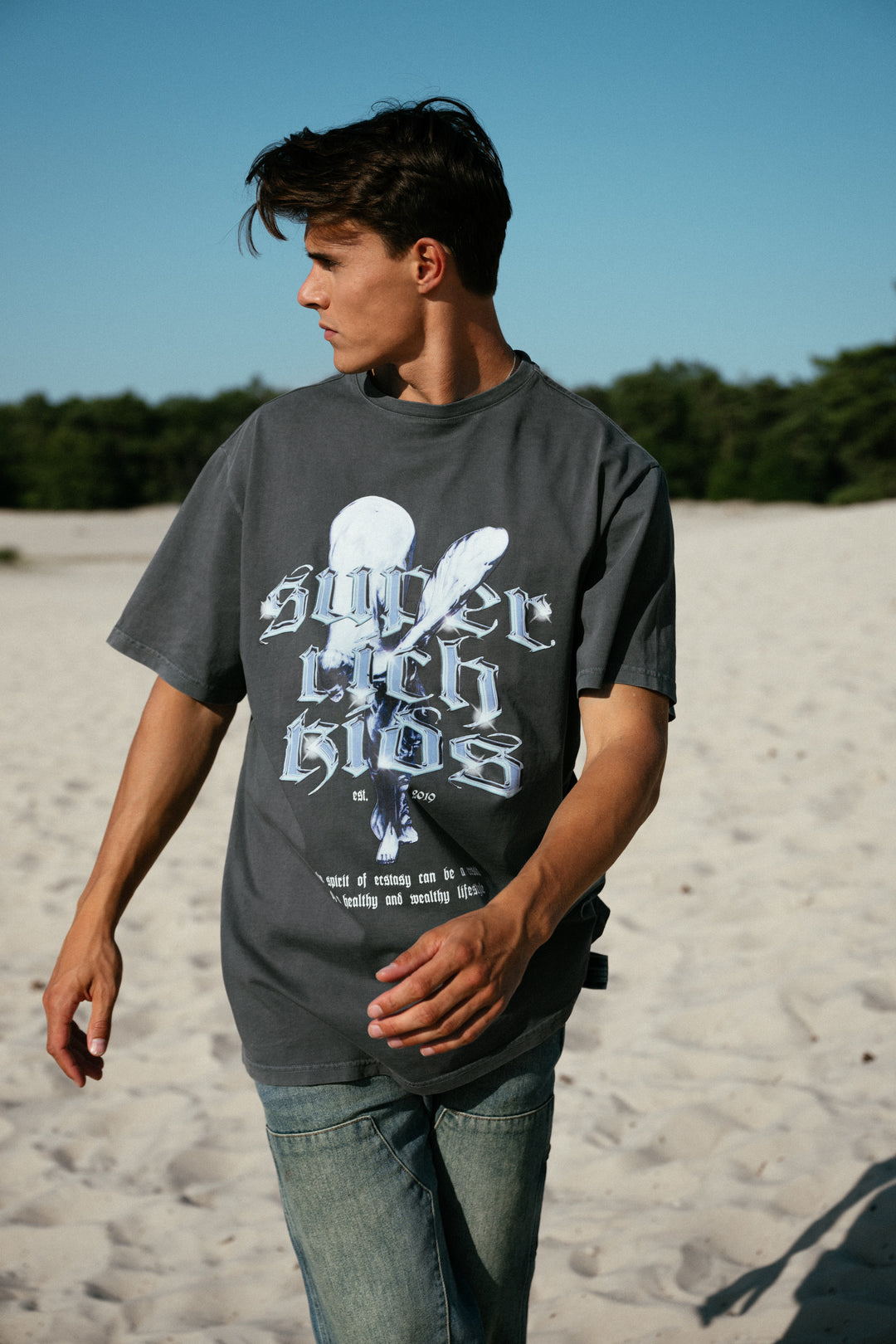 'Spirit of Ecstacy' T-Shirt Acid Wash Grey