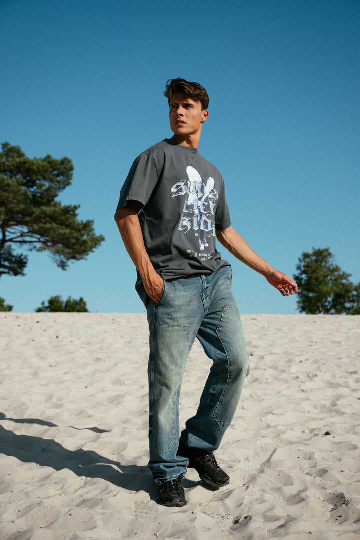 'Spirit of Ecstacy' T-Shirt Acid Wash Grey