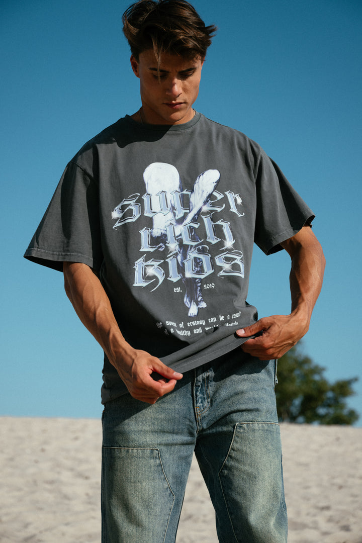 'Spirit of Ecstacy' T-Shirt Acid Wash Grey