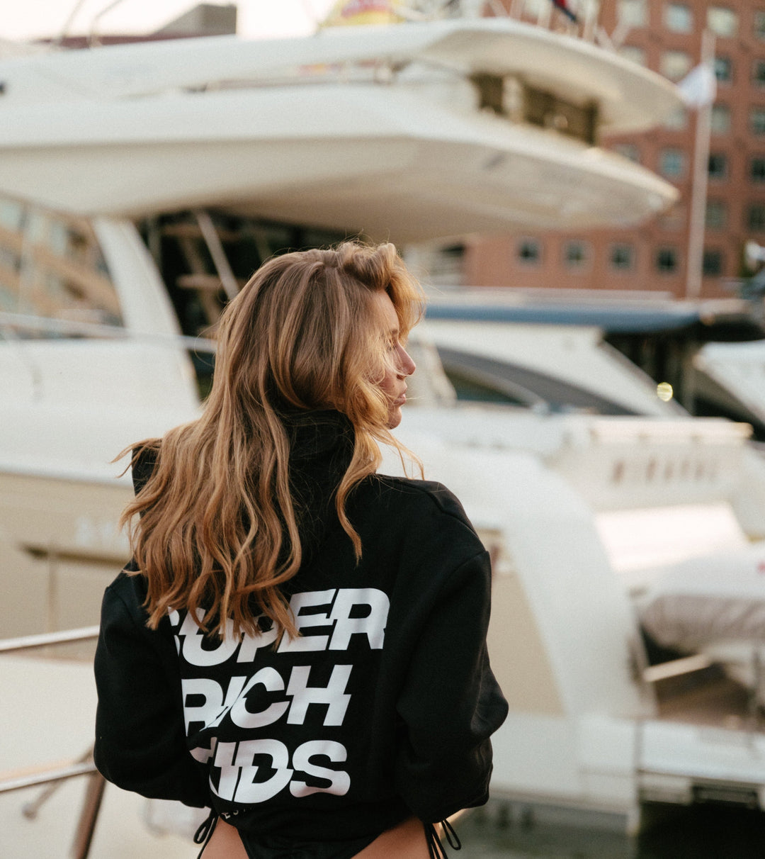 'Super Rich Kids' Hoodie Black & White