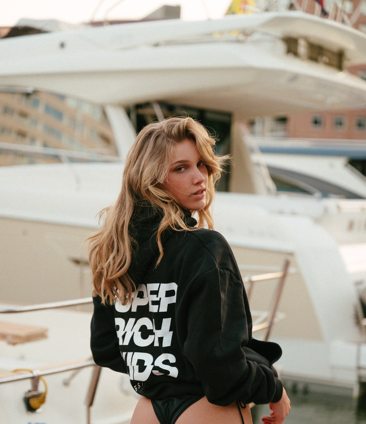 'Super Rich Kids' Hoodie Black & White