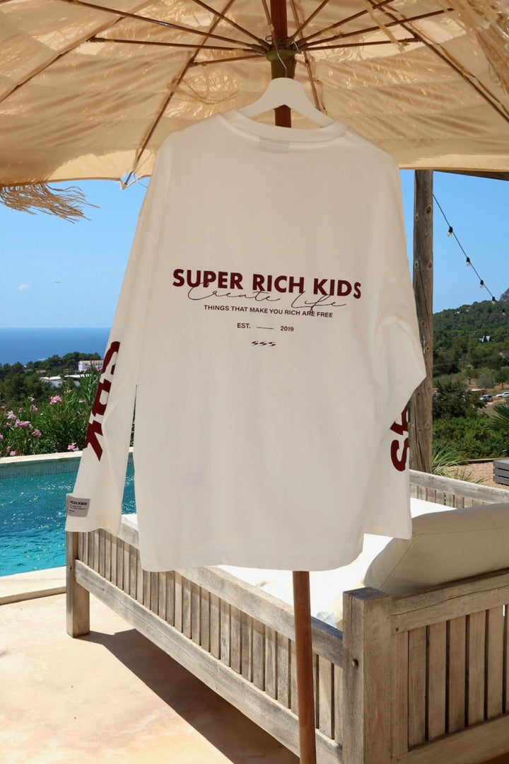 SRK Longsleeve tee 'Off White & Burgundy'