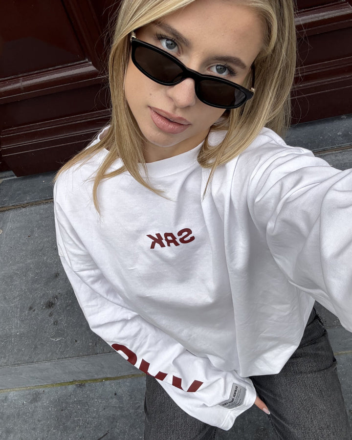 SRK Longsleeve tee 'Off White & Burgundy'