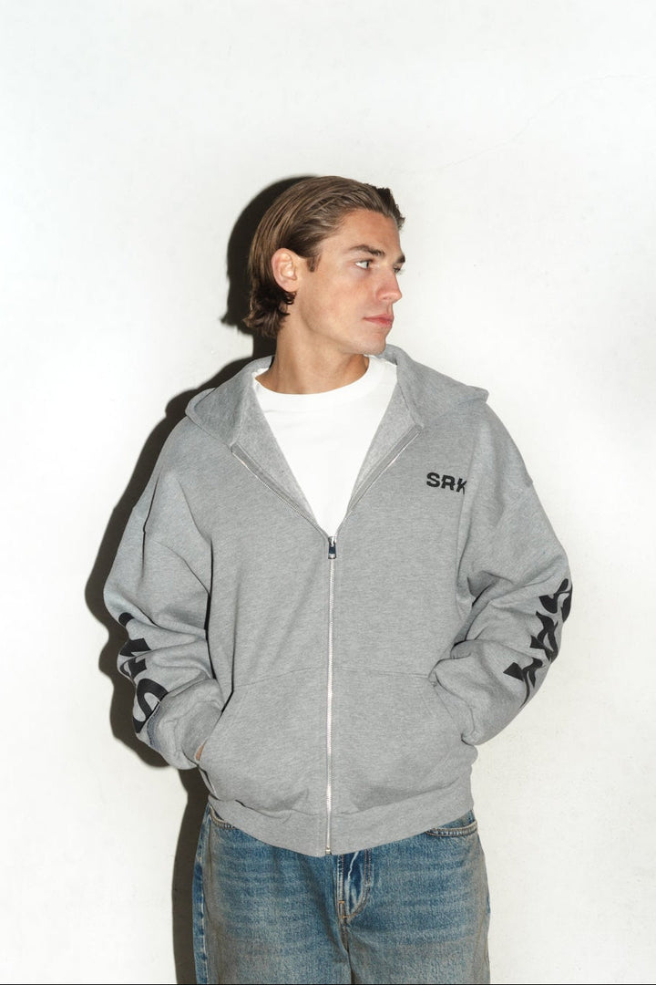SRK Logo Zip Up Hoodie ‘Grey Melange’