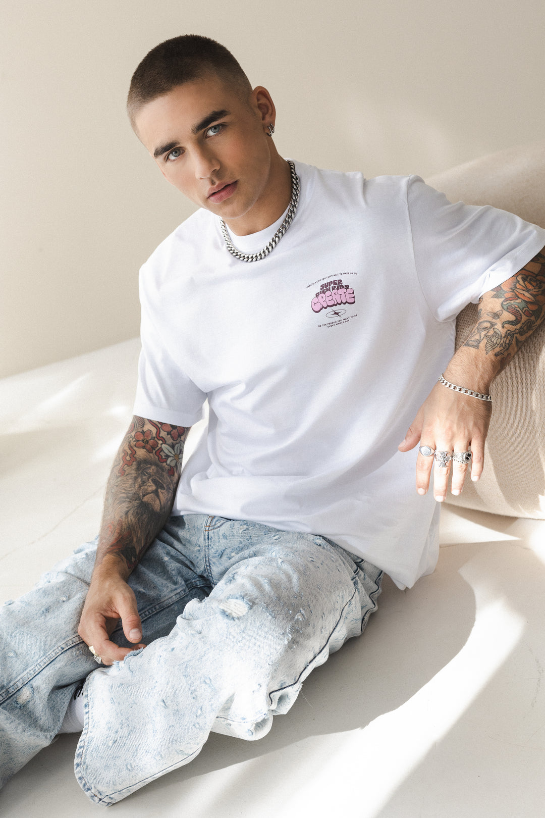 T-Shirt 'Create' White & Pink