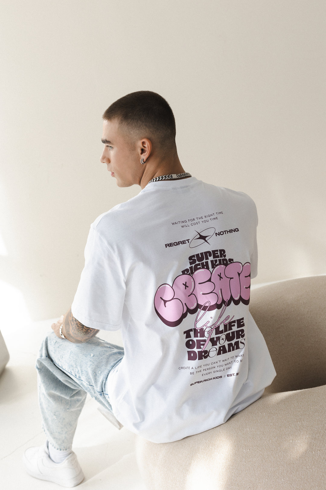 T-Shirt 'Create' White & Pink