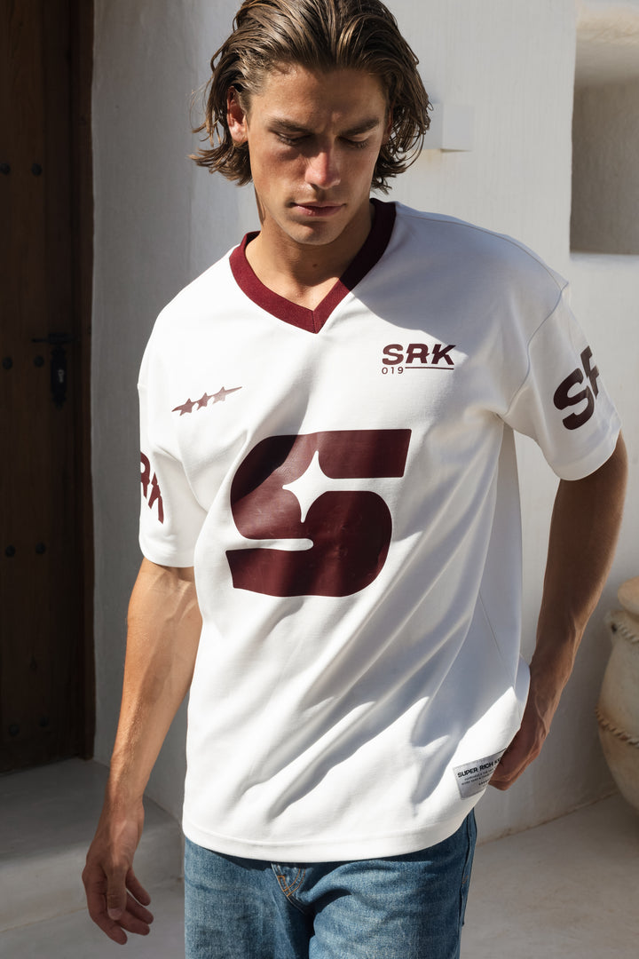 SRK Jersey T-Shirt 'Off White & Burgundy'