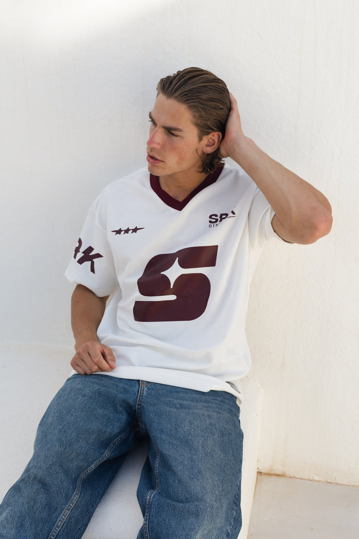 SRK Jersey T-Shirt 'Off White & Burgundy'