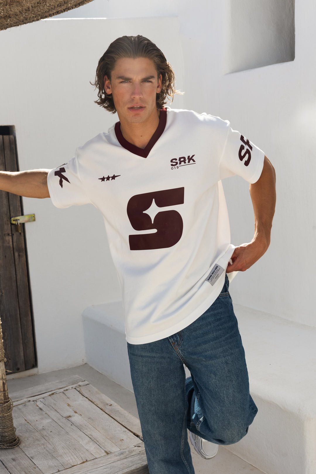 SRK Jersey T-Shirt 'Off White & Burgundy'
