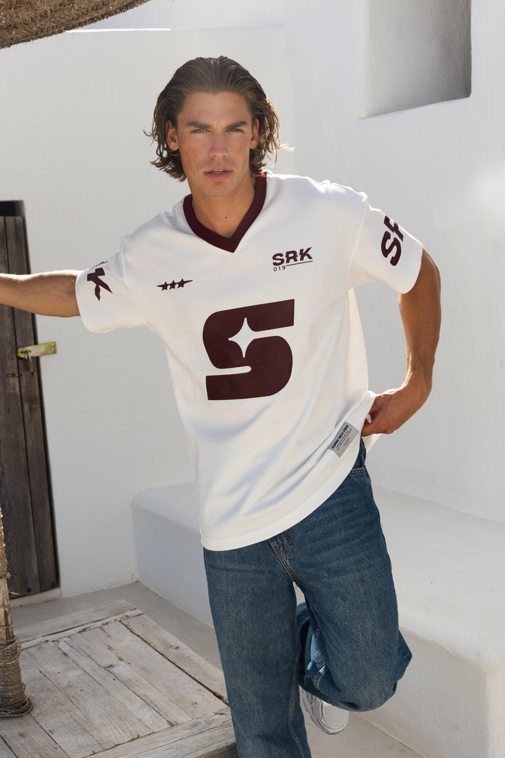SRK Jersey T-Shirt 'Off White & Burgundy'