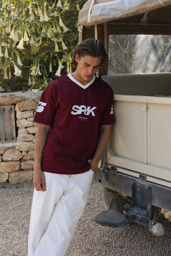 SRK Jersey T-Shirt  'Burgundy & Off White'