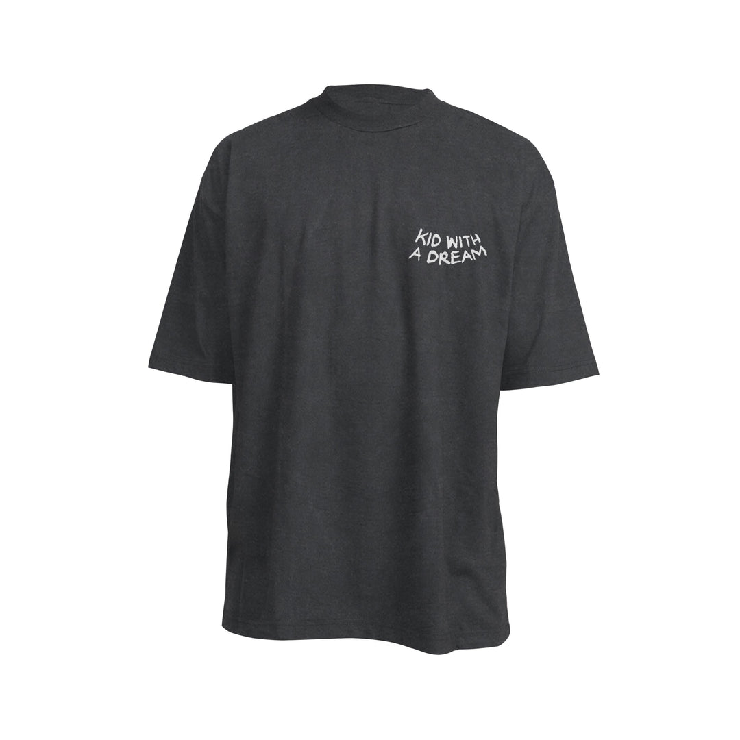 'Kid With a Dream' T-Shirt Acid Wash Grey