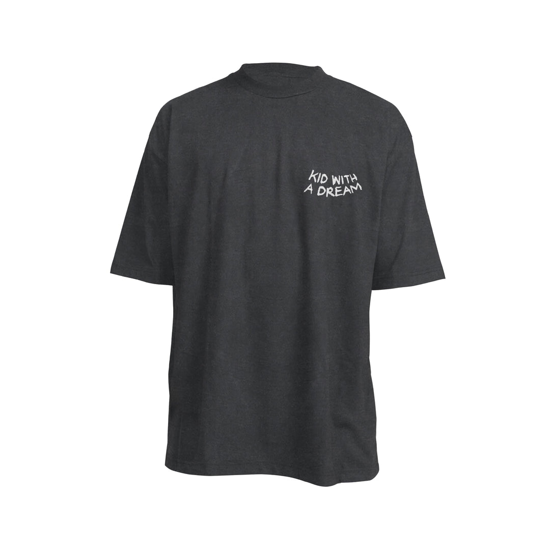 'Kid With a Dream' T-Shirt Acid Wash Grey