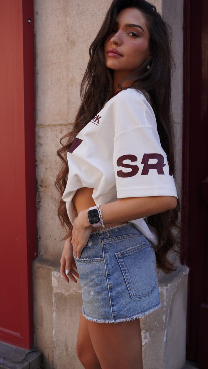 SRK Jersey T-Shirt 'Off White & Burgundy'