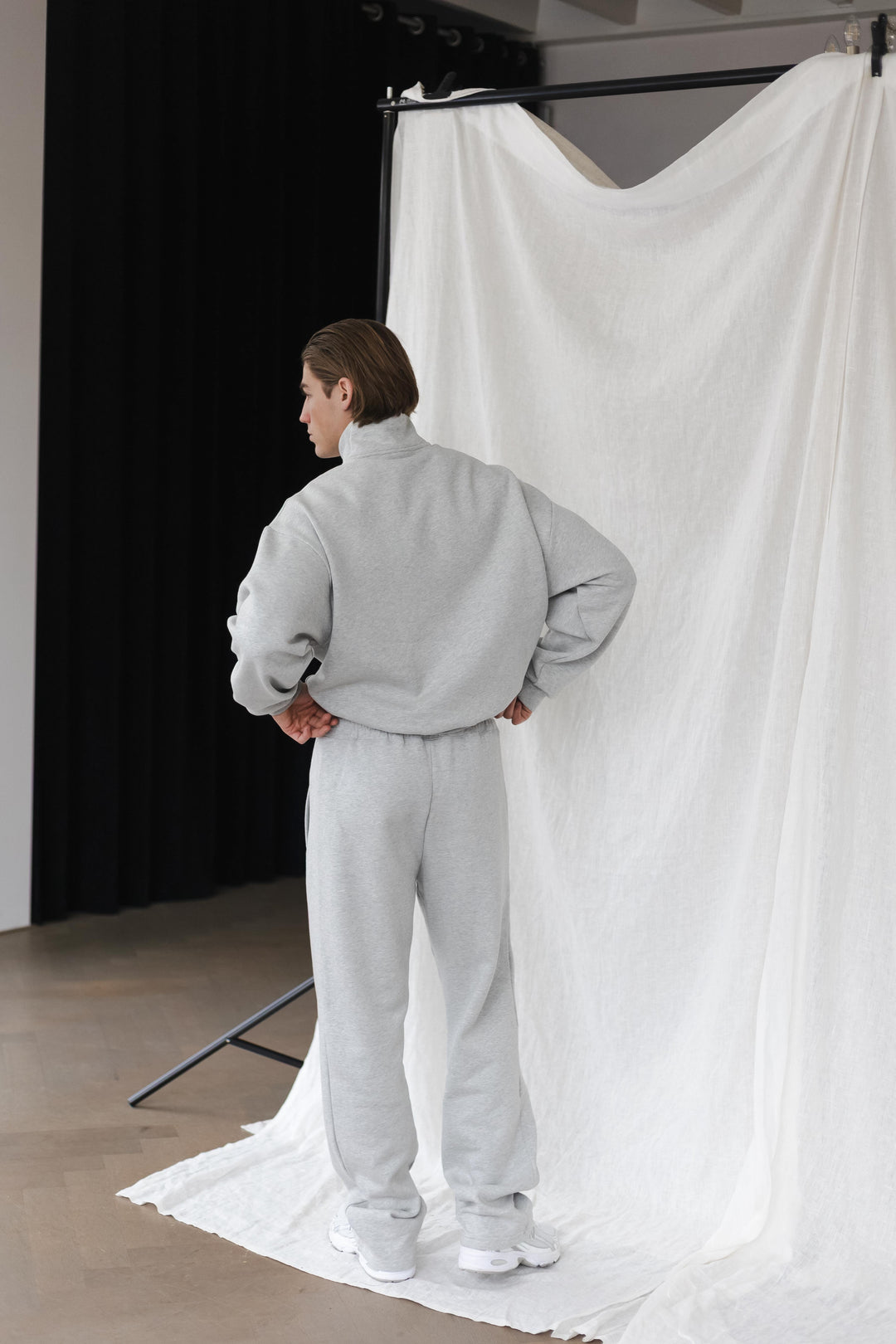 'The New Rich' Grey Melange & Burgundy Tracksuit