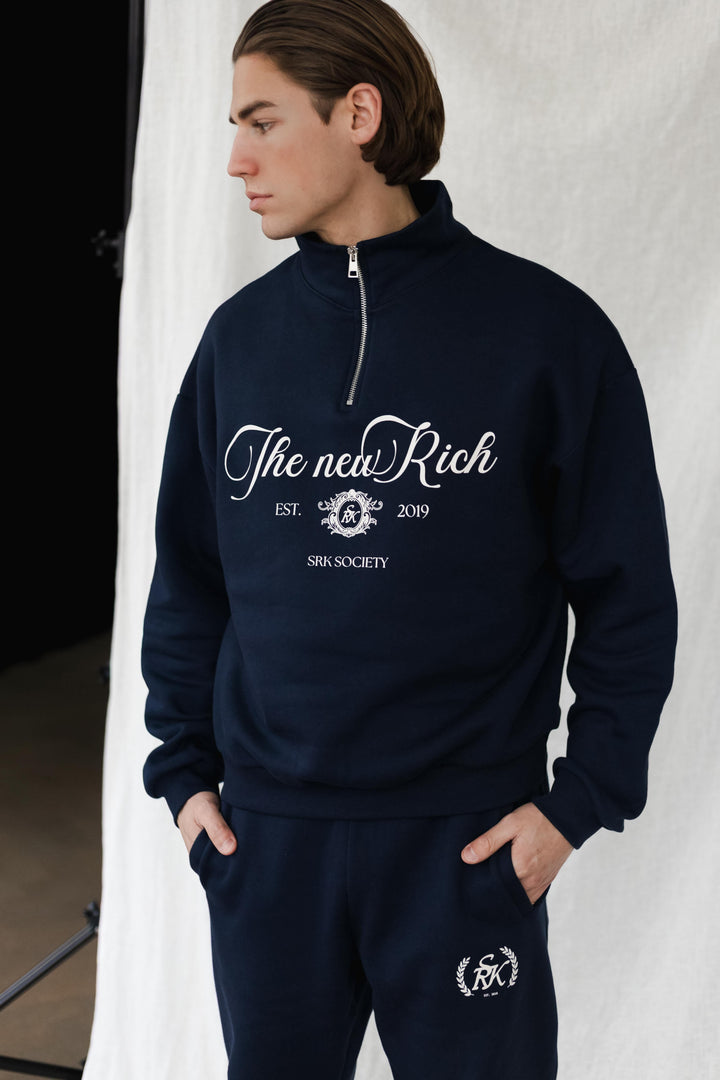 'The New Rich' Quarter Zip sweater 'Navy'